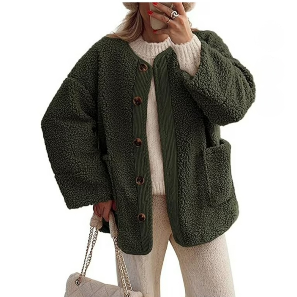 Women's Green Sherpa Jacket